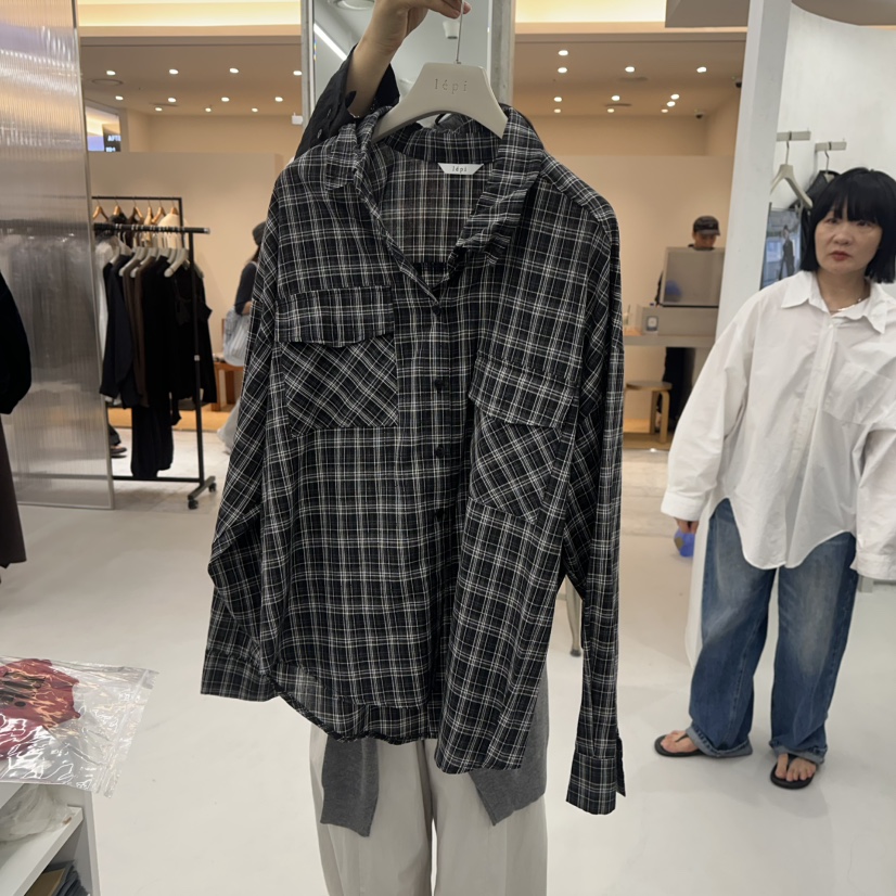 LEPI東大門代購女士新品時尚休閑推薦人氣襯衫蕾絲衫金屬絲LEPI襯衫/蕾絲衫圖色2