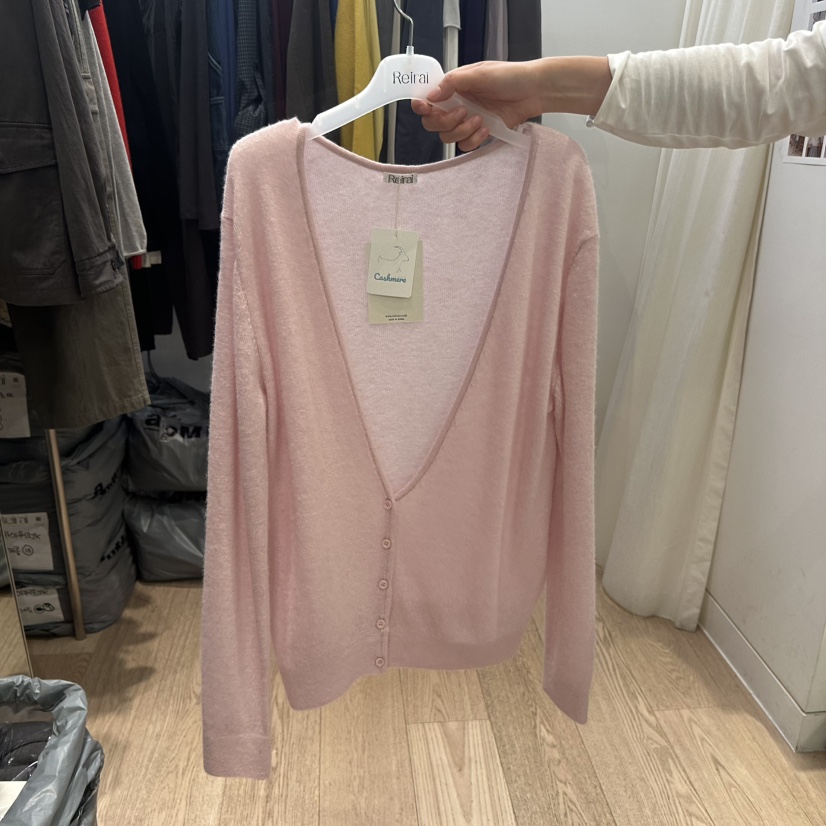REIRAI東大門代購女裝新品真品休閑針織衫V領羊絨深V開衫Reirai針織衫圖色4