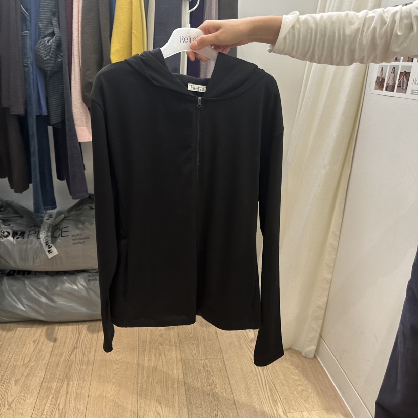 REIRAI韓國代購女士新款真品人氣推薦衛衣拉鏈連帽衫寬松Reirai衛衣圖色2黑色