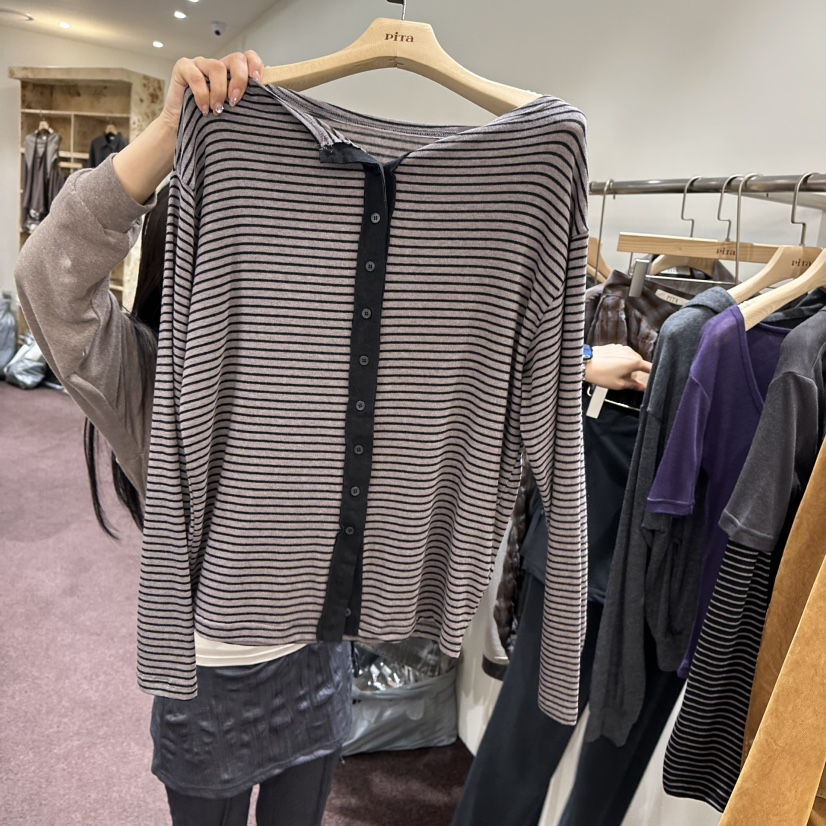 PITA/THEVERLIN東大門實拍女裝新品人氣熱賣長袖T恤條紋PITA/THEVERLIN長袖T恤圖色1
