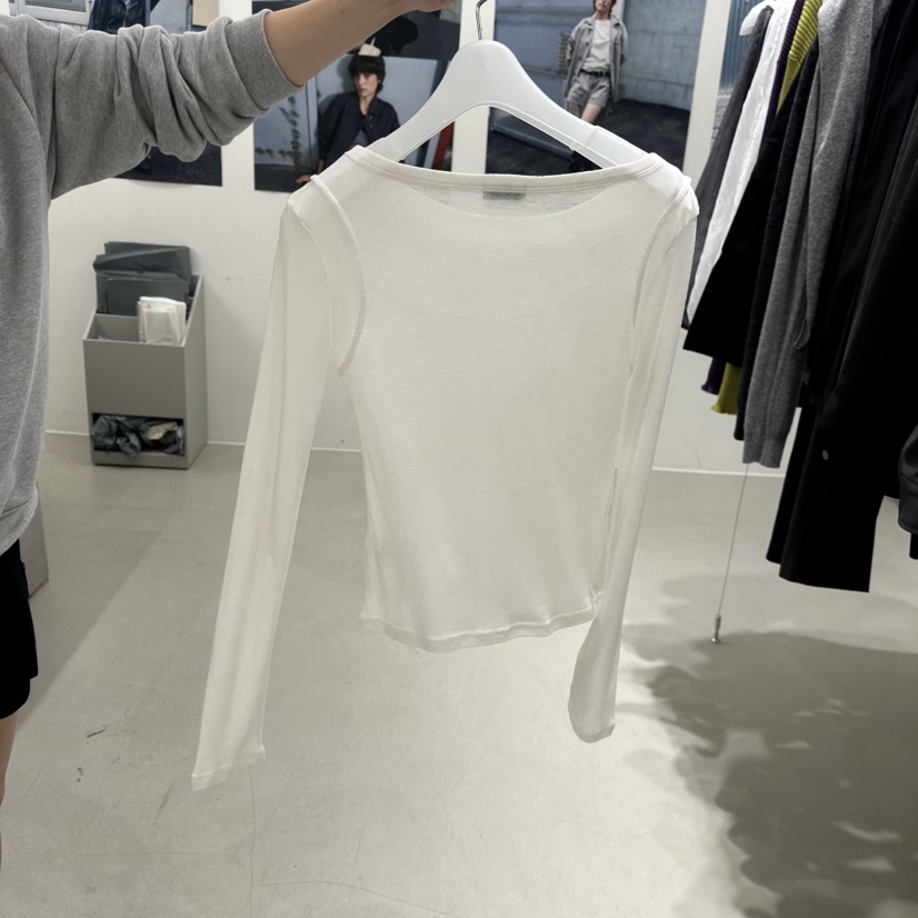 ANOU韓國直郵女裝新品休閑熱賣推薦時尚真品人氣長袖T恤透明ANOU長袖T恤