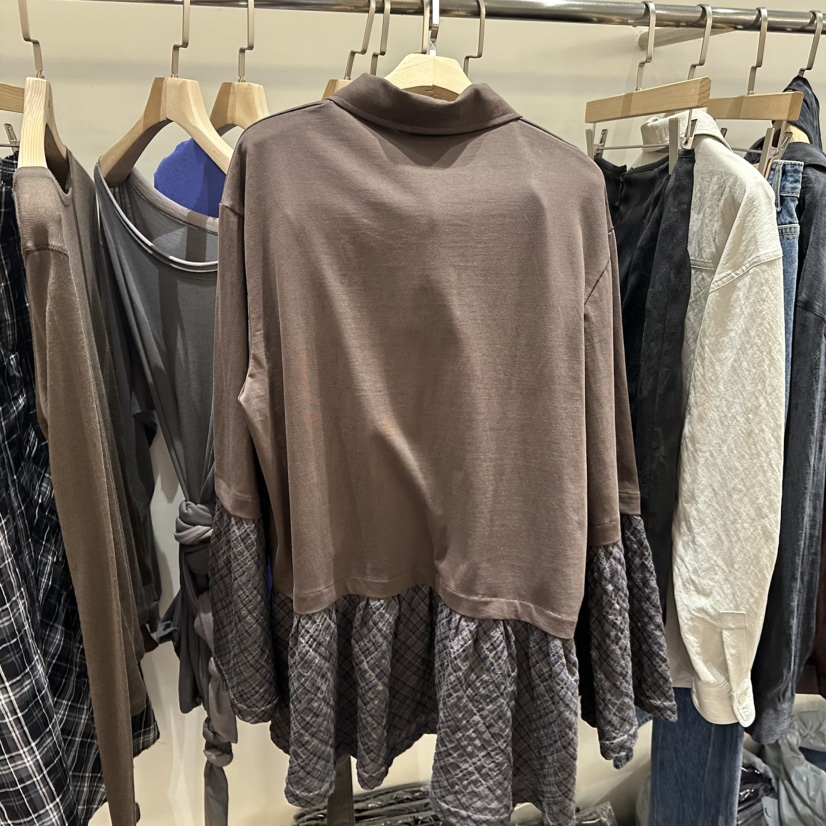 PITA/THEVERLIN東大門直郵女士新品休閑熱賣長袖T恤格紋PITA/THEVERLIN長袖T恤