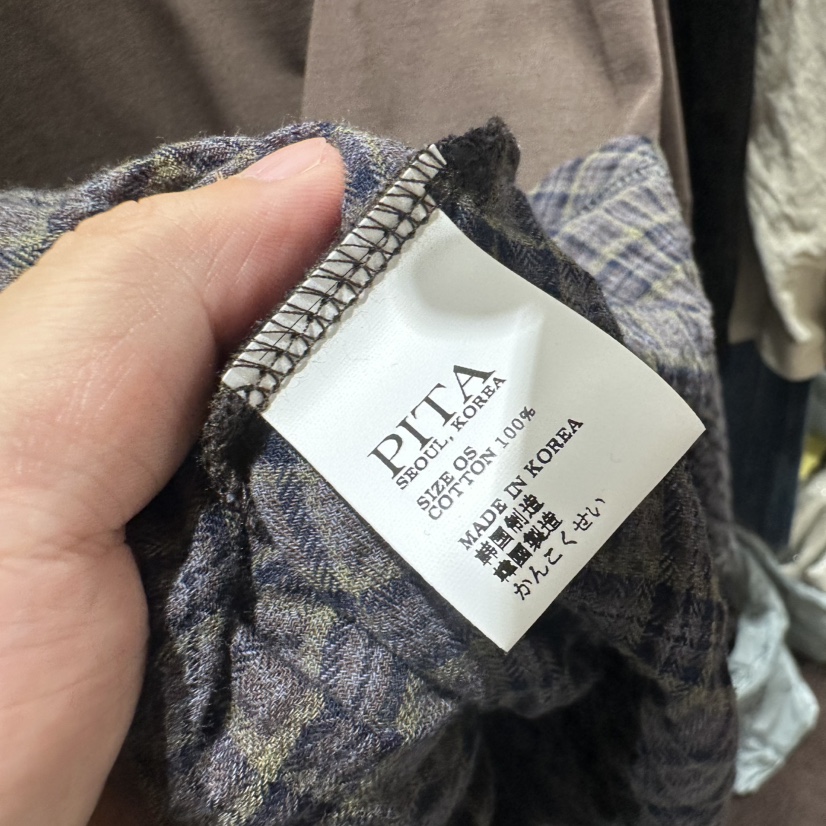 PITA/THEVERLIN東大門直郵女士新品休閑熱賣長袖T恤格紋PITA/THEVERLIN長袖T恤