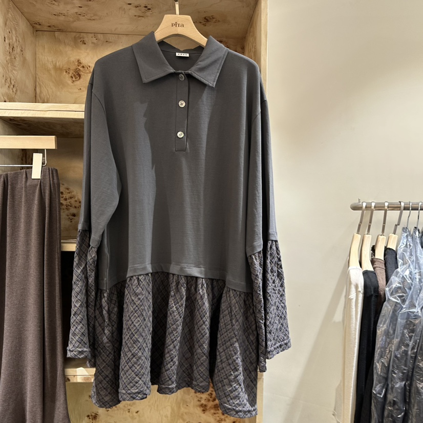 PITA/THEVERLIN東大門直郵女士新品休閑熱賣長袖T恤格紋PITA/THEVERLIN長袖T恤圖色2