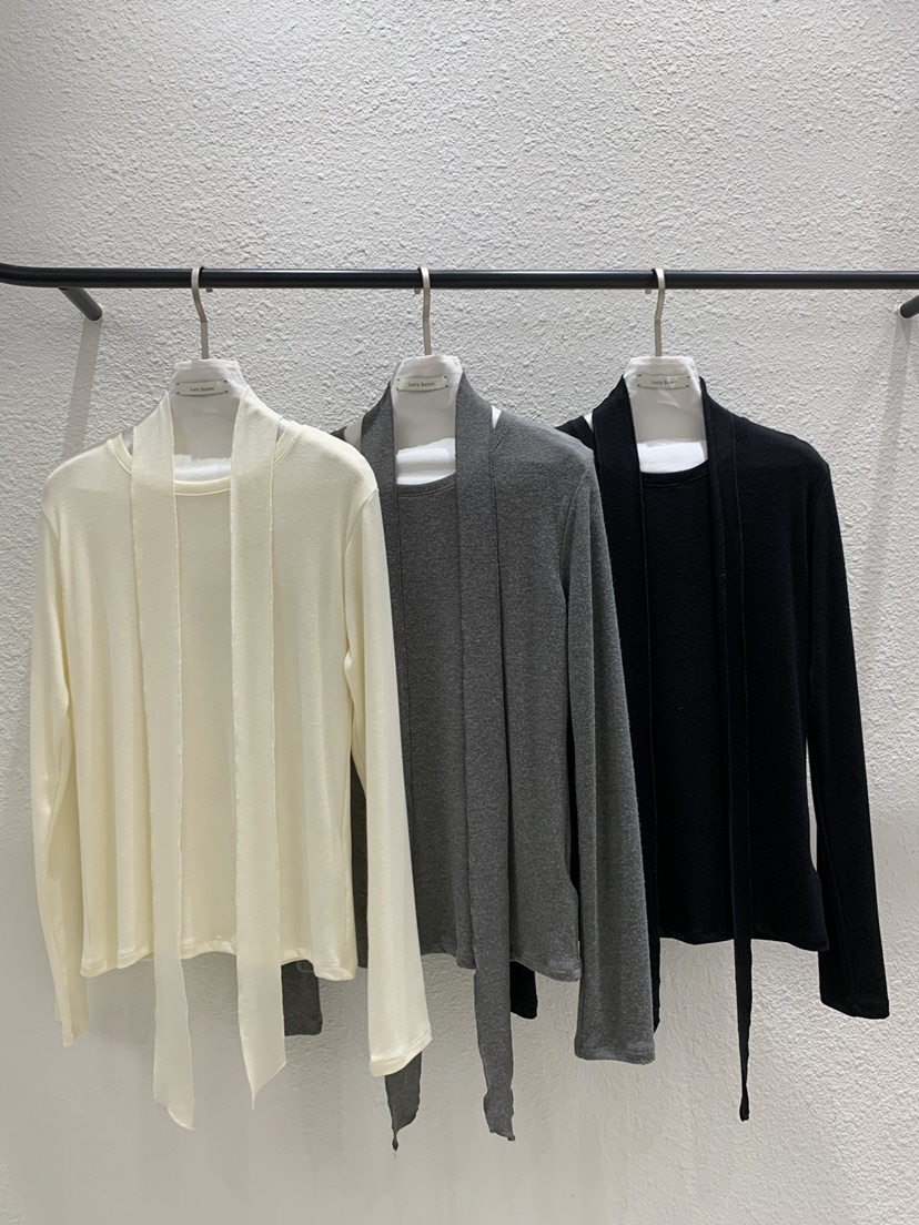 LUCY SALON韓國直郵女士新品休閑熱賣推薦長袖T恤含圍巾LUCY SALON長袖T恤