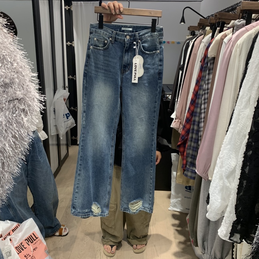 LOVE PULL韓國直郵女裝新品時尚推薦真品休閑牛仔褲口袋LOVE PULL牛仔褲圖色1