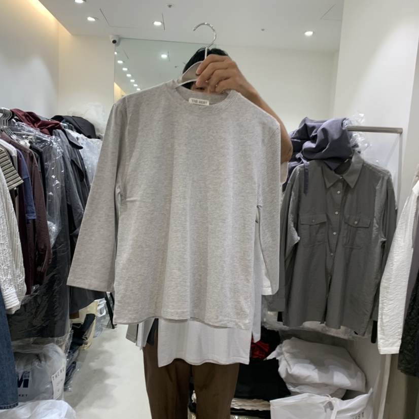 THE REST東大門代購女士新品真品休閑熱賣時尚人氣長袖T恤THE REST/UNNOEUD長袖T恤圖色1灰