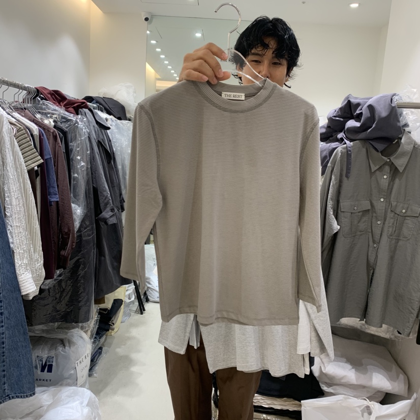 THE REST東大門代購女士新品真品休閑熱賣時尚人氣長袖T恤THE REST/UNNOEUD長袖T恤圖色4淺卡其