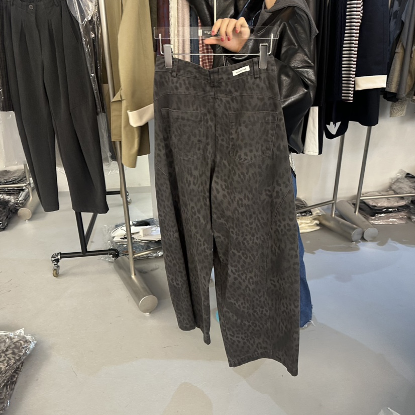 DOUBLE STANDARD/LE SMOKING/MAISONSTAFF韓國直郵女士新品熱賣休閑褲口袋豹紋MAISONSTAFF休閑褲