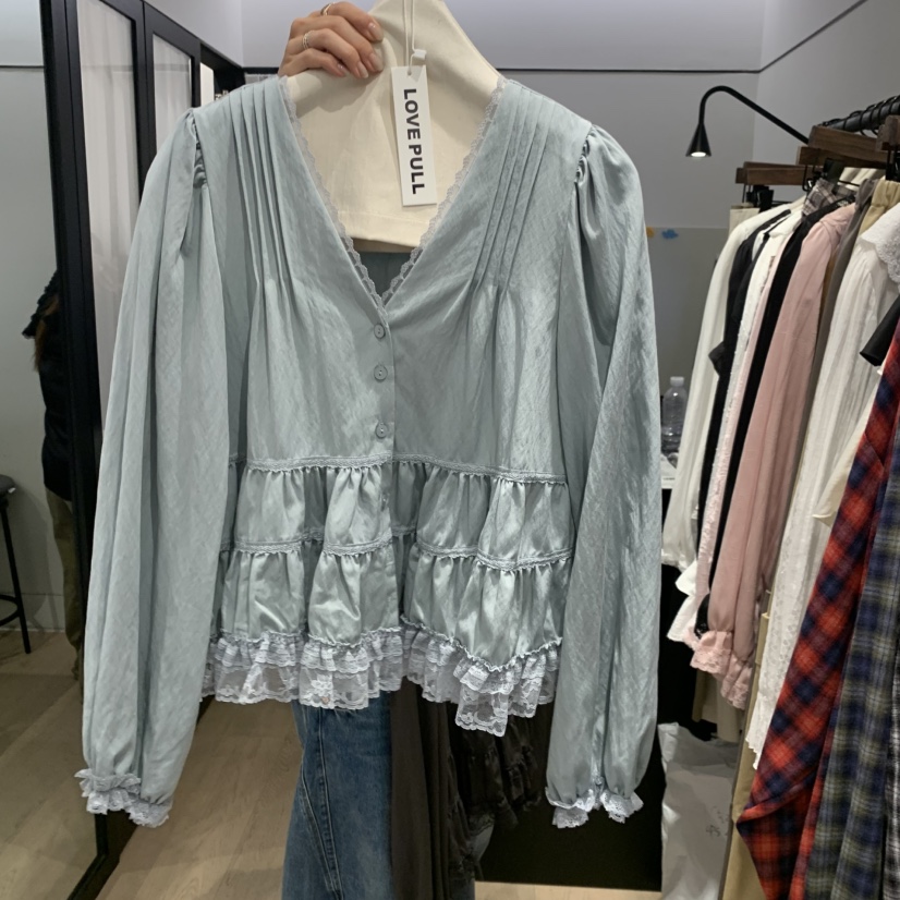 LOVE PULL韓國直郵女士新款熱賣休閑時尚真品襯衫蕾絲衫LOVE PULL襯衫/蕾絲衫圖色2