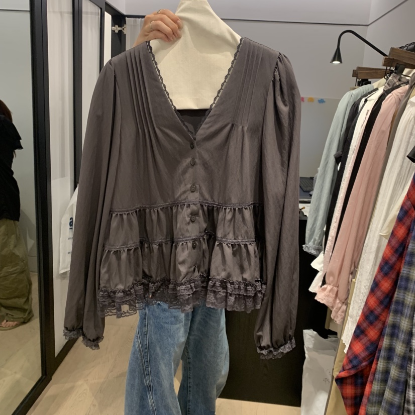 LOVE PULL韓國直郵女士新款熱賣休閑時尚真品襯衫蕾絲衫LOVE PULL襯衫/蕾絲衫圖色3