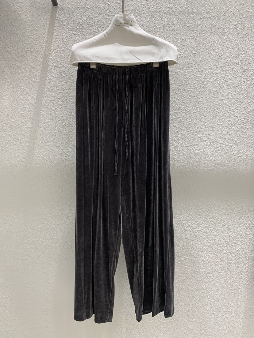 LUCY SALON東大門代購女士新款真品熱賣推薦休閑褲天鵝絨LUCY SALON休閑褲圖色1墨色
