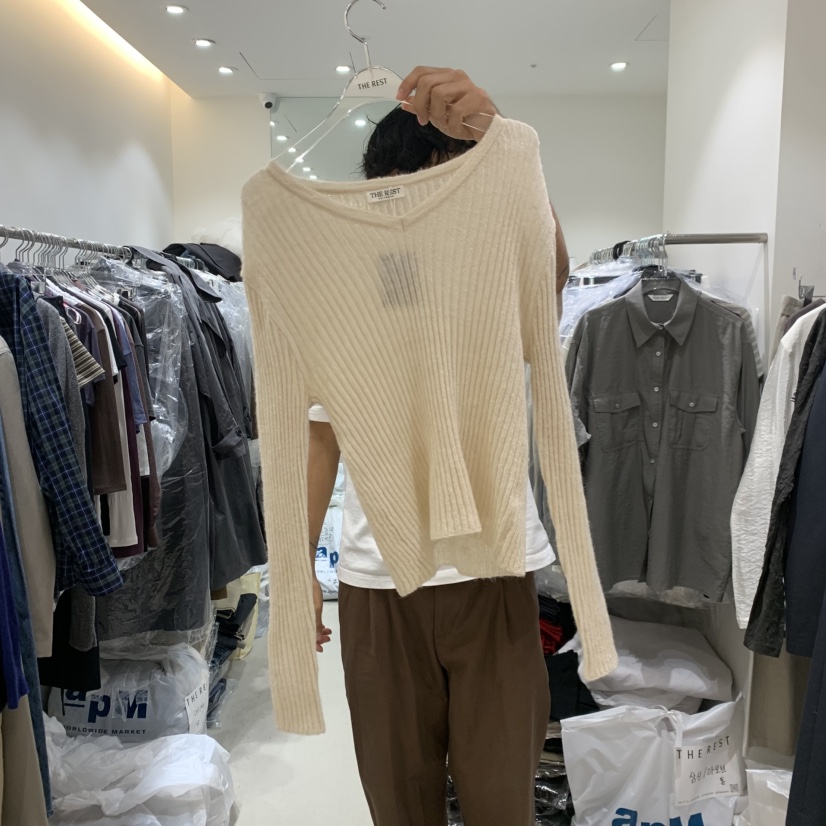 THE REST韓國代購女裝新品休閑人氣推薦熱賣針織衫羊駝波紋THE REST/UNNOEUD針織衫圖色2