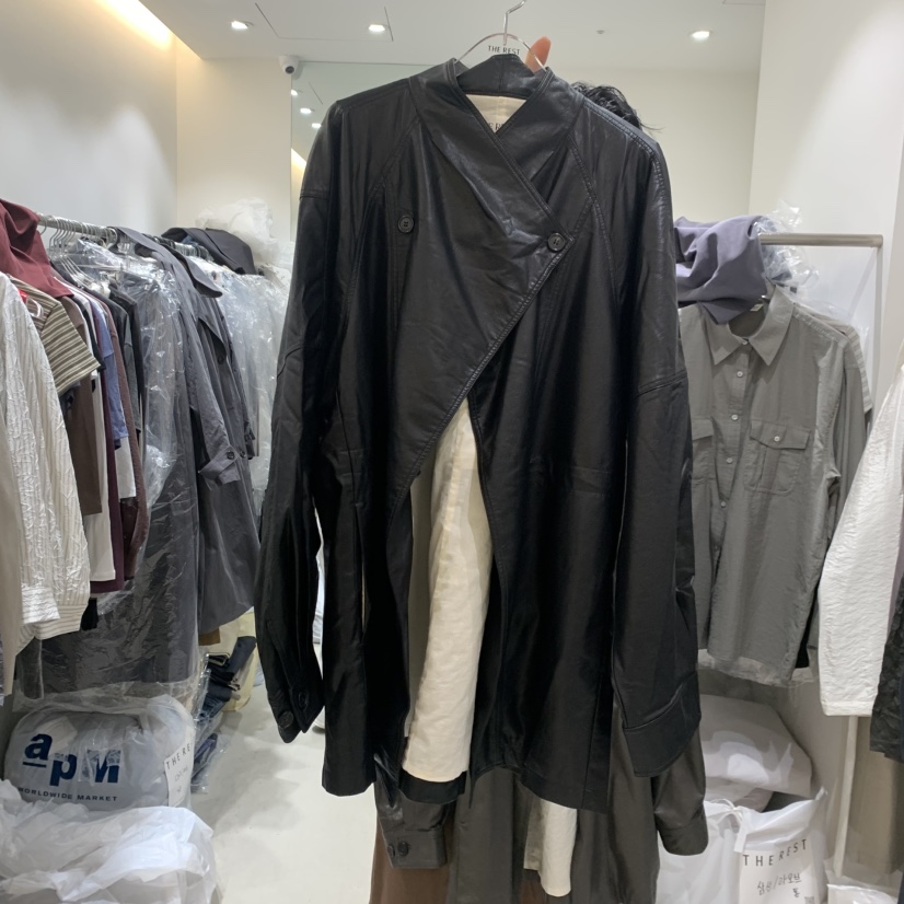 THE REST韓國代購女士新品人氣真品休閑推薦時尚夾克皮革THE REST/UNNOEUD夾克圖色2黑