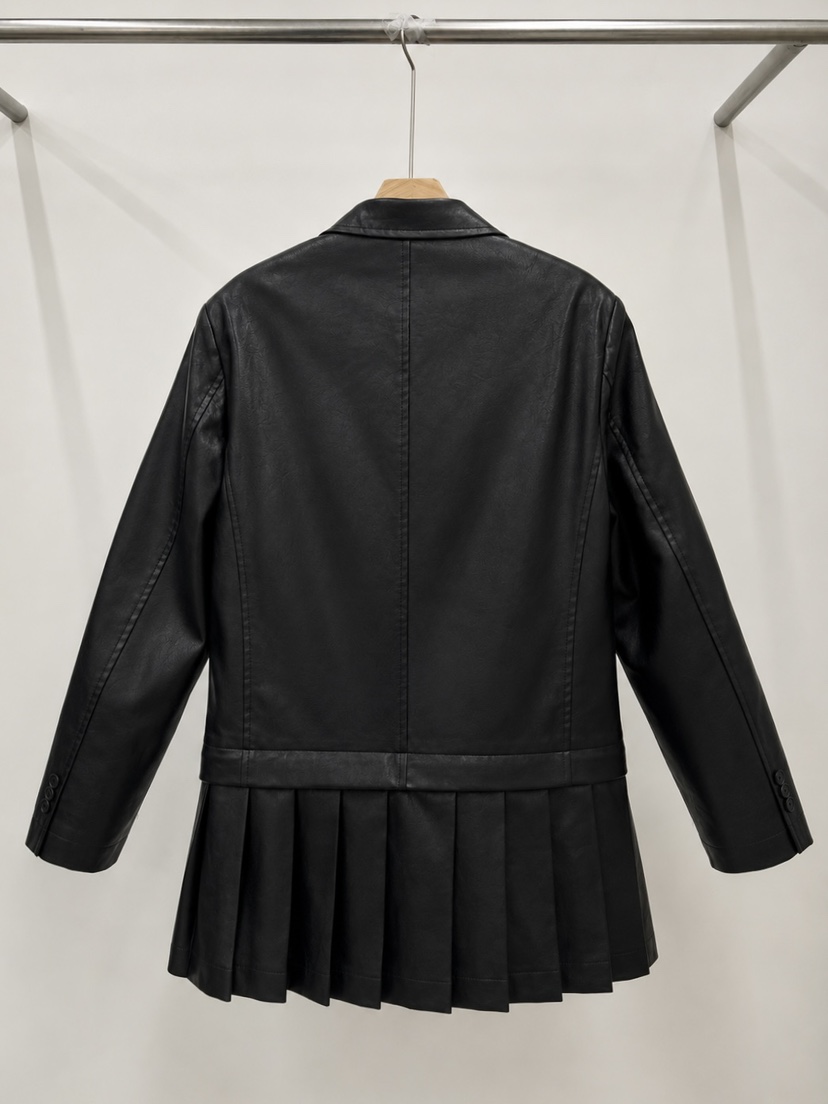 IF YOU SAY SO/PLUM-Q韓國直郵女裝新品休閑皮衣可拆卸皮革褶皺IF YOU SAY SO/PLUM-Q皮衣