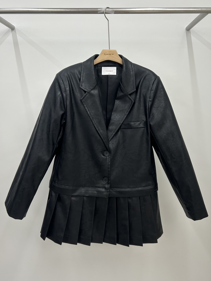 IF YOU SAY SO/PLUM-Q韓國直郵女裝新品休閑皮衣可拆卸皮革褶皺IF YOU SAY SO/PLUM-Q皮衣圖色1