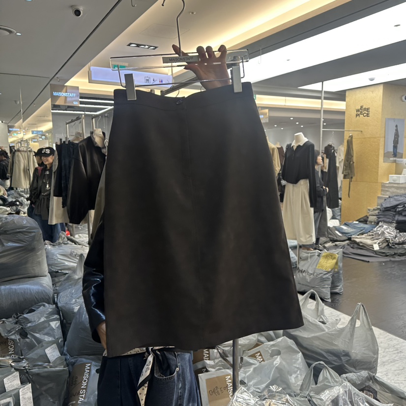 DOUBLE STANDARD/LE SMOKING/MAISONSTAFF東大門實拍女裝新品人氣半身裙中短裙不含圍巾復古麂皮MAISONSTAFF半身裙/中短裙圖色2