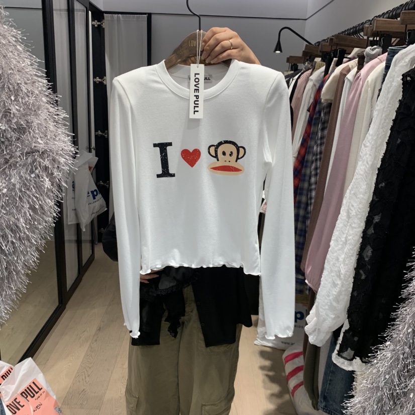 LOVE PULL韓國直郵女士新品時尚推薦休閑真品熱賣長袖T恤LOVE PULL長袖T恤圖色1