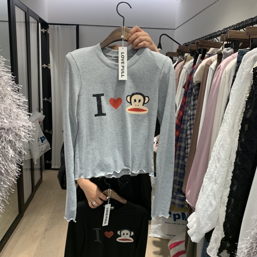 LOVE PULL韓國直郵女士新品時尚推薦休閑真品熱賣長袖T恤LOVE PULL長袖T恤圖色2