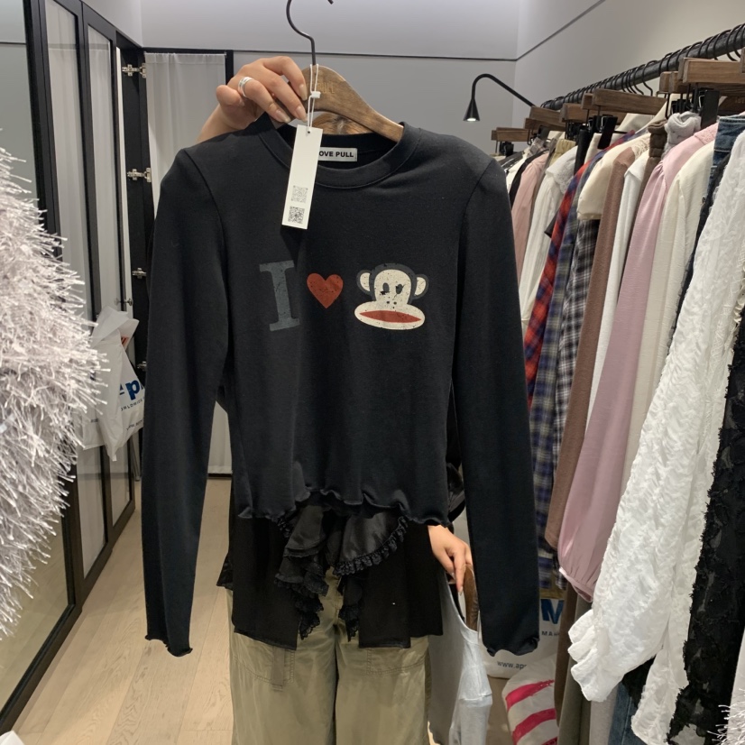 LOVE PULL韓國直郵女士新品時尚推薦休閑真品熱賣長袖T恤LOVE PULL長袖T恤圖色3