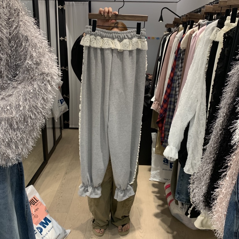 LOVE PULL東大門直郵女裝新品真品熱賣休閑褲荷葉邊運動LOVE PULL休閑褲