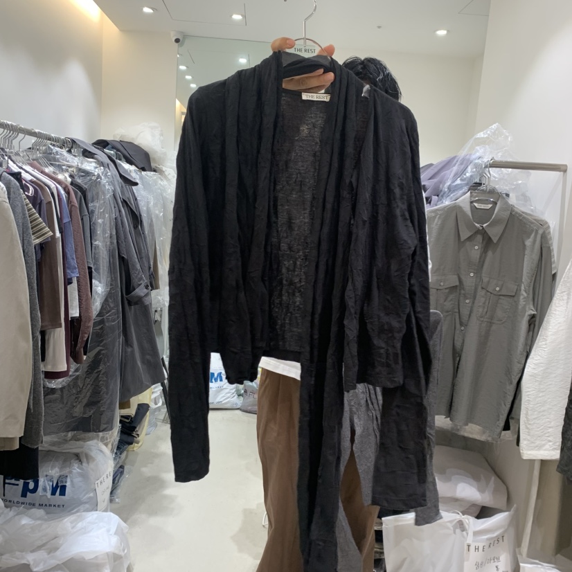 THE REST韓國代購女士新品推薦時尚熱賣長袖T恤含圍巾褶皺THE REST/UNNOEUD長袖T恤圖色4黑