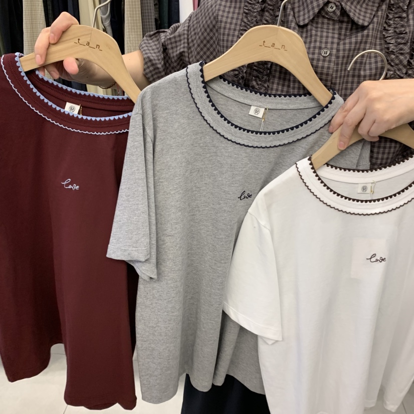 TAN&amp;COMO東大門代購女裝新品人氣休閑熱賣推薦T恤刺繡tan-COMOT恤