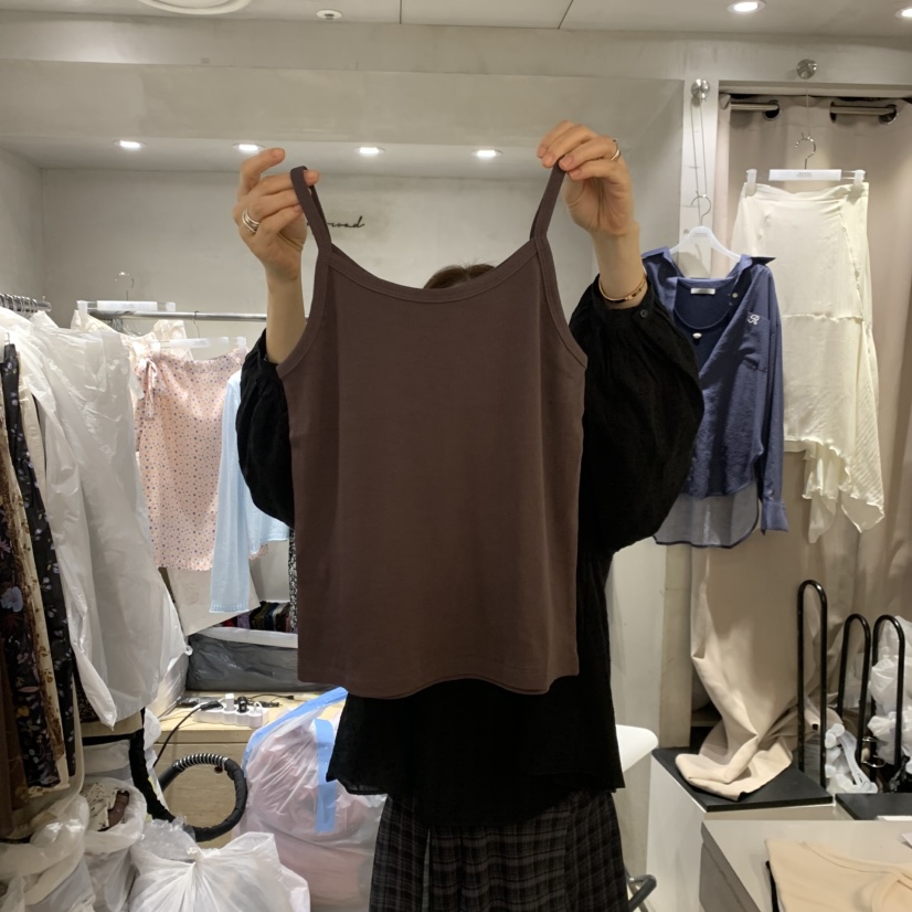 LOGROAD韓國直郵女士新品時尚推薦真品吊帶背心奶油色無袖LOG ROAD吊帶/背心