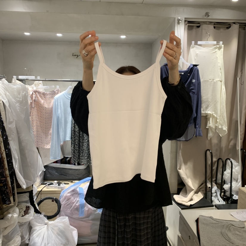 LOGROAD韓國直郵女士新品時尚推薦真品吊帶背心奶油色無袖LOG ROAD吊帶/背心圖色3白