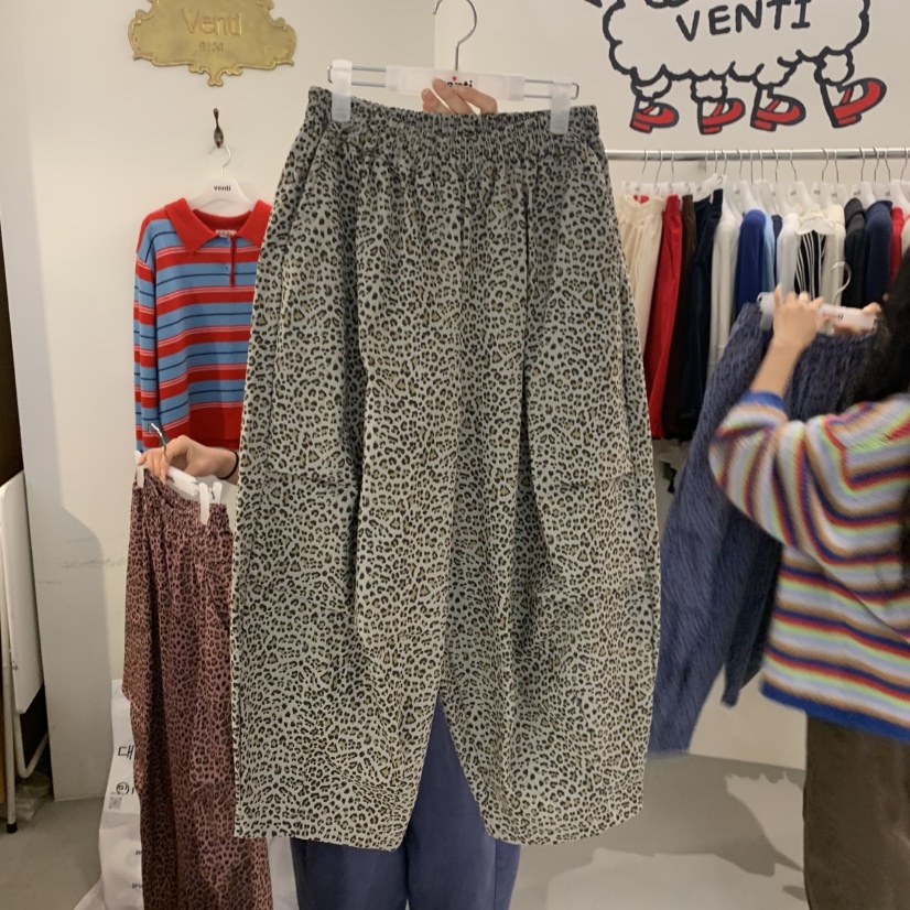 VENTI東大門代購女裝新品真品推薦時尚熱賣休閑褲豹紋圓領VENTI休閑褲圖色2