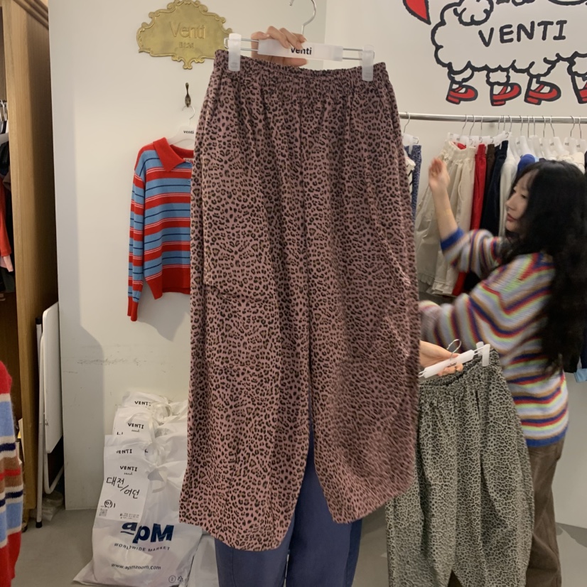 VENTI東大門代購女裝新品真品推薦時尚熱賣休閑褲豹紋圓領VENTI休閑褲圖色3