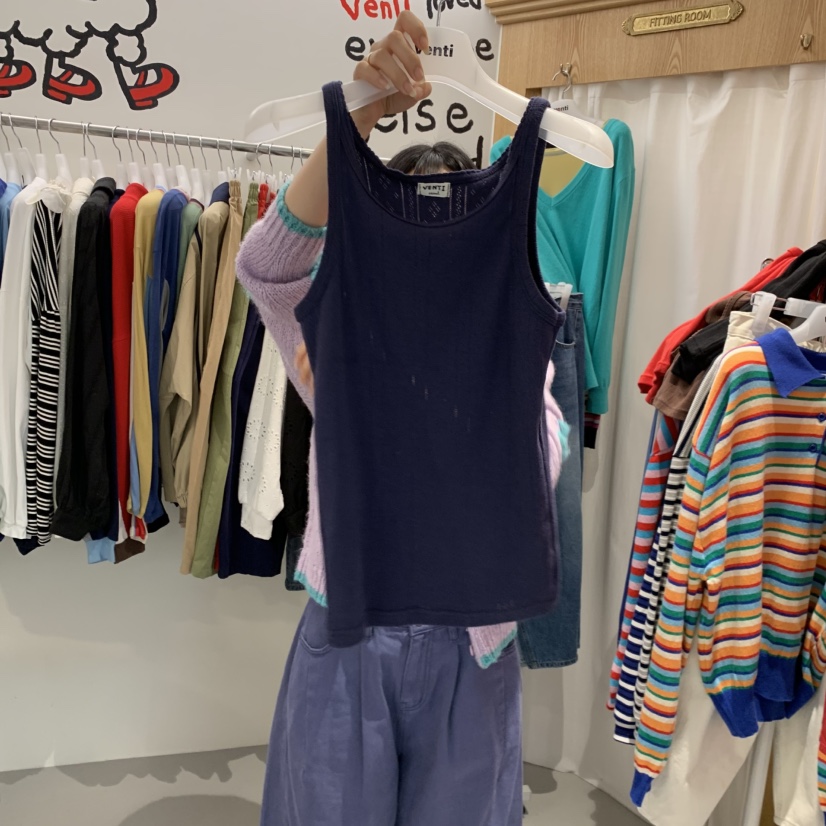VENTI韓國直郵女裝新品真品推薦休閑人氣時尚吊帶背心無袖VENTI吊帶/背心圖色3深藍色