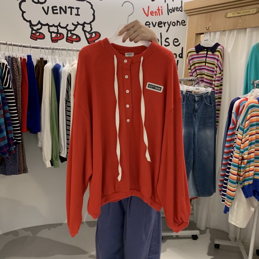 VENTI韓國代購女士新款時尚真品休閑推薦人氣熱賣衛衣華夫格VENTI衛衣圖色2