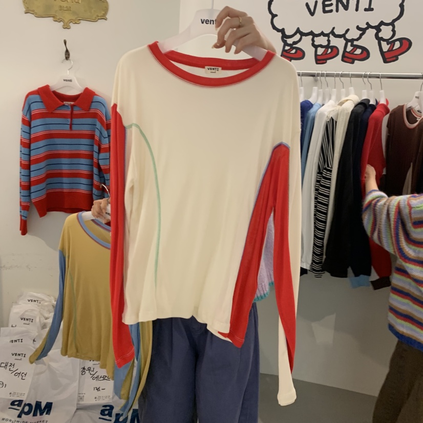 VENTI東大門代購女士新品休閑熱賣真品時尚人氣推薦長袖T恤VENTI長袖T恤圖色1