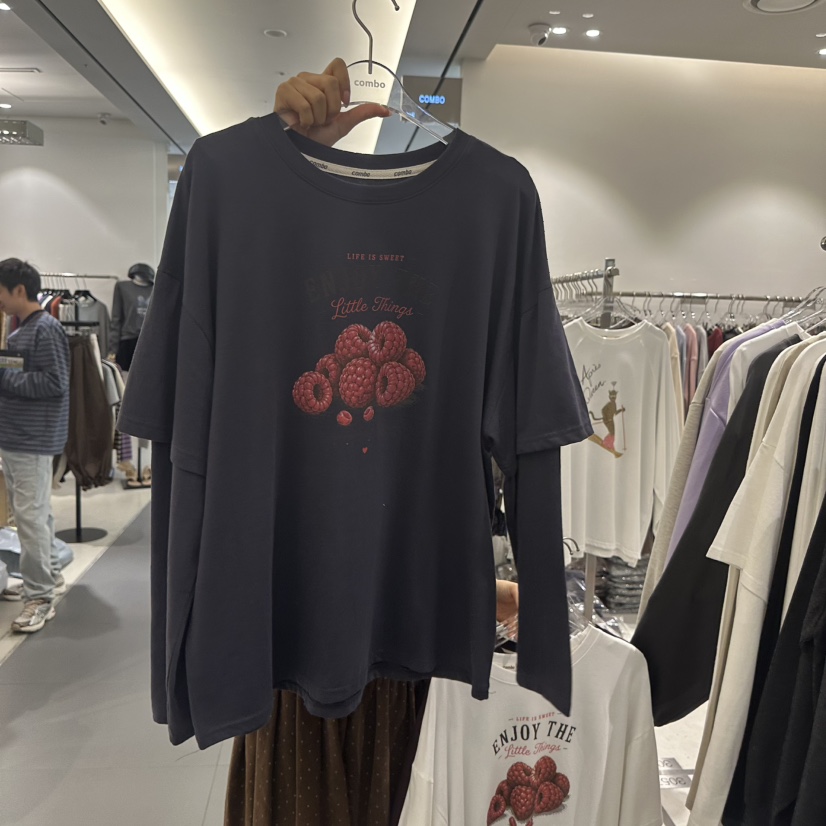 COMBO韓國代購女士新款真品熱賣時尚人氣休閑推薦長袖T恤COM_BO長袖T恤圖色2