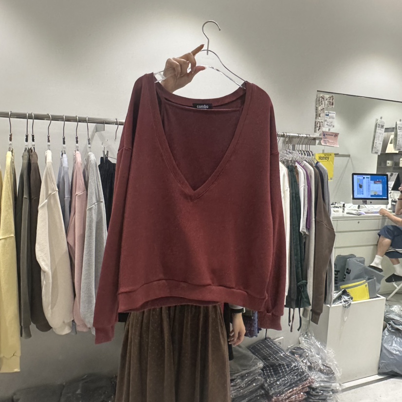 COMBO韓國代購女裝新品休閑真品推薦人氣時尚熱賣套裝V領COM_BO套裝圖色2