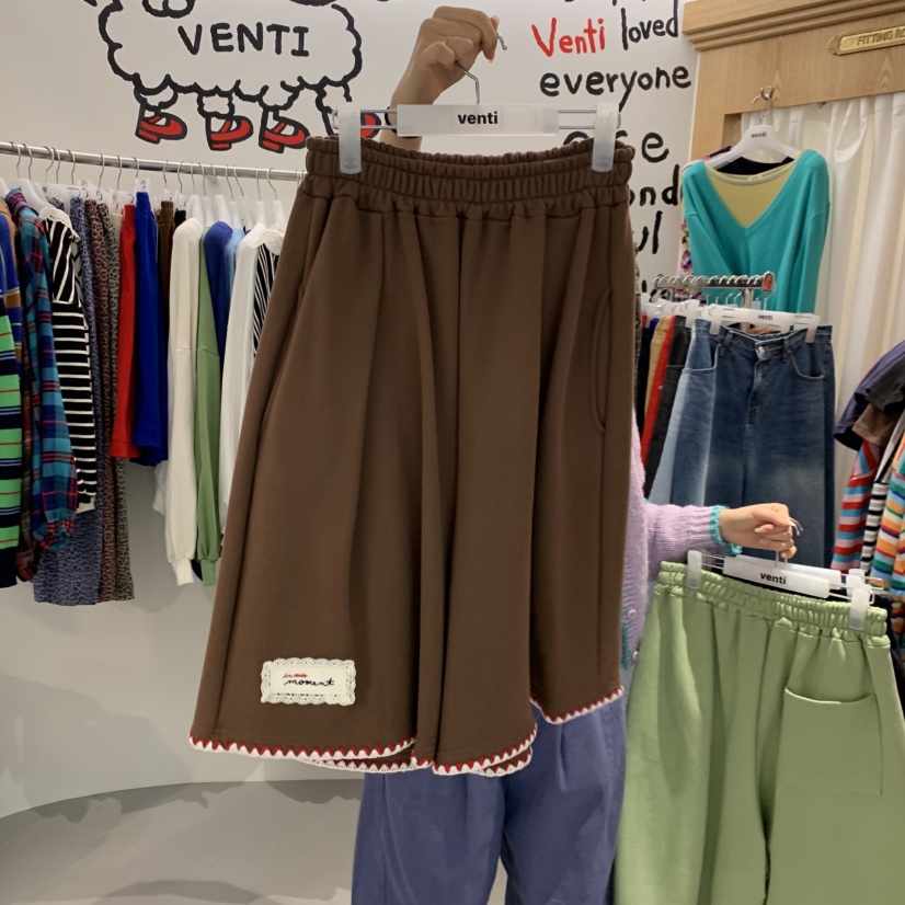 VENTI東大門實拍女士新品人氣真品熱賣時尚推薦休閑短褲刺繡VENTI短褲圖色1