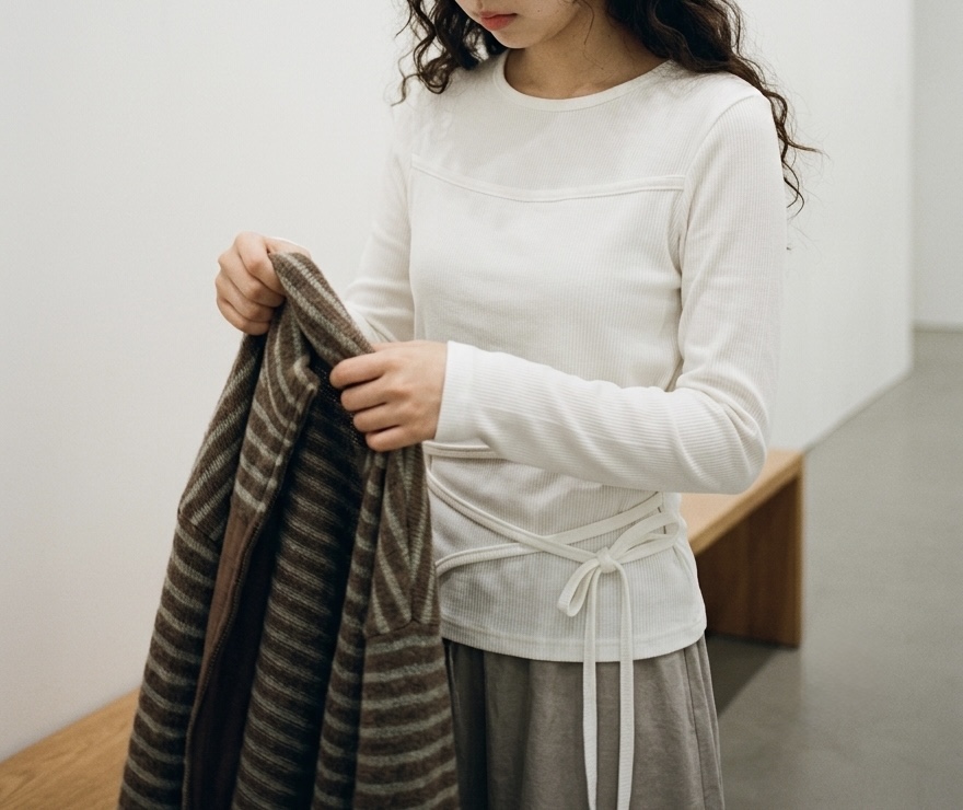 BONHEUR東大門代購女裝新品人氣推薦熱賣長袖T恤撞色羅紋BONHEUR長袖T恤