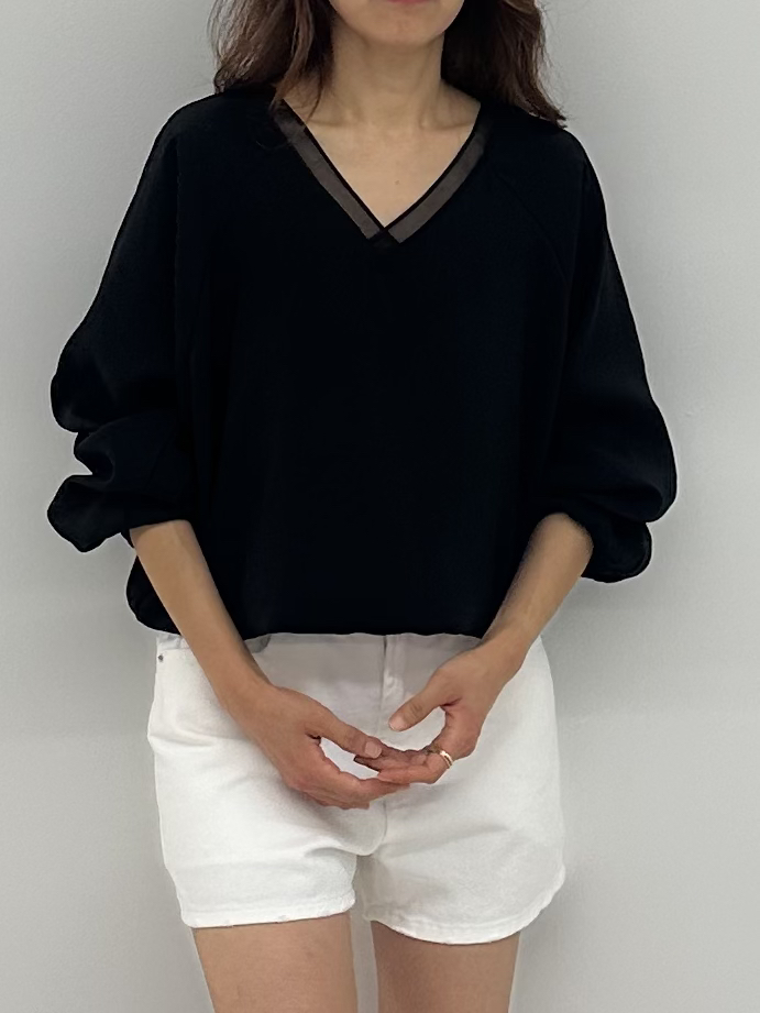CLASSY-O東大門直郵女裝新款推薦時尚襯衫蕾絲衫V領透明CLASSY-O襯衫/蕾絲衫