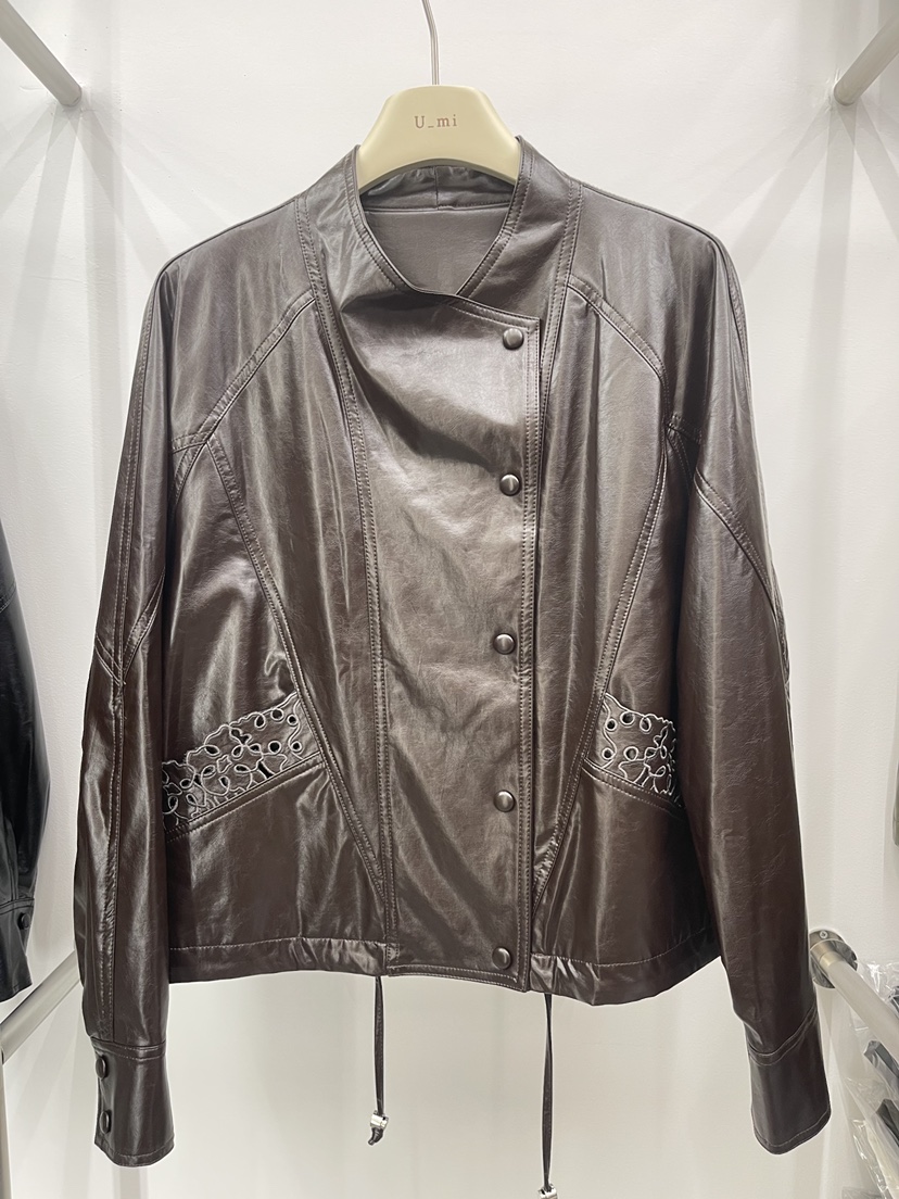 U_MI東大門代購女裝新品真品職業熱賣休閑時尚人氣推薦皮衣U_MI皮衣圖色3棕色