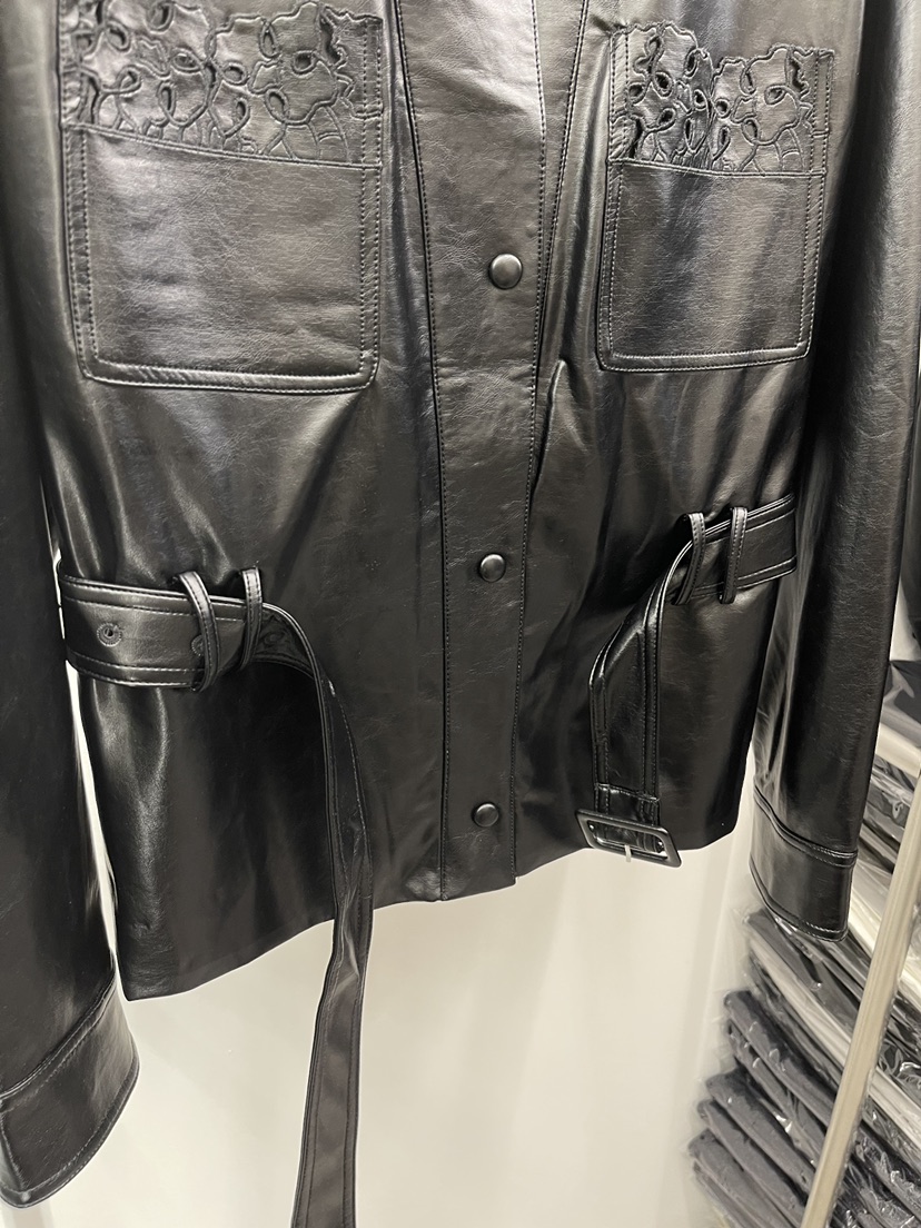 U_MI東大門代購女裝新品人氣時尚職業真品推薦皮衣含腰帶U_MI皮衣
