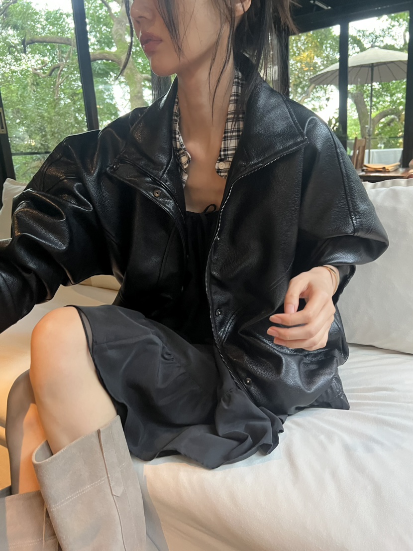 ME MO韓國代購女裝新品推薦熱賣真品職業時尚休閑皮衣皮革ME MO皮衣
