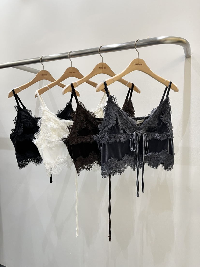 INSSENSE-A東大門代購女裝新款時尚人氣吊帶背心天鵝絨蕾絲INSSENSE-A吊帶/背心