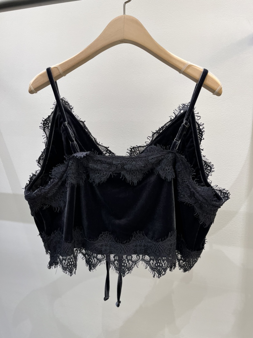 INSSENSE-A東大門代購女裝新款時尚人氣吊帶背心天鵝絨蕾絲INSSENSE-A吊帶/背心