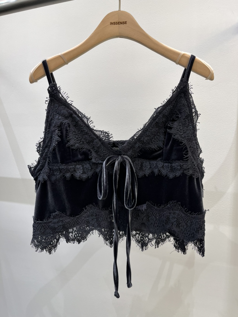 INSSENSE-A東大門代購女裝新款時尚人氣吊帶背心天鵝絨蕾絲INSSENSE-A吊帶/背心圖色1