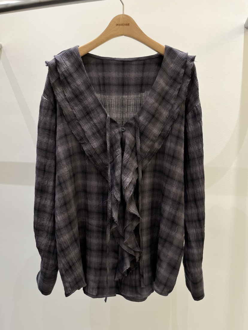 INSSENSE-A東大門代購女裝新品推薦襯衫蕾絲衫荷葉邊格子INSSENSE-A襯衫/蕾絲衫圖色1