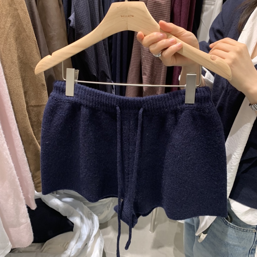 WELL ROW韓國直郵女士新款人氣職業休閑熱賣時尚短褲羊毛WELL ROW短褲圖色3深藍色