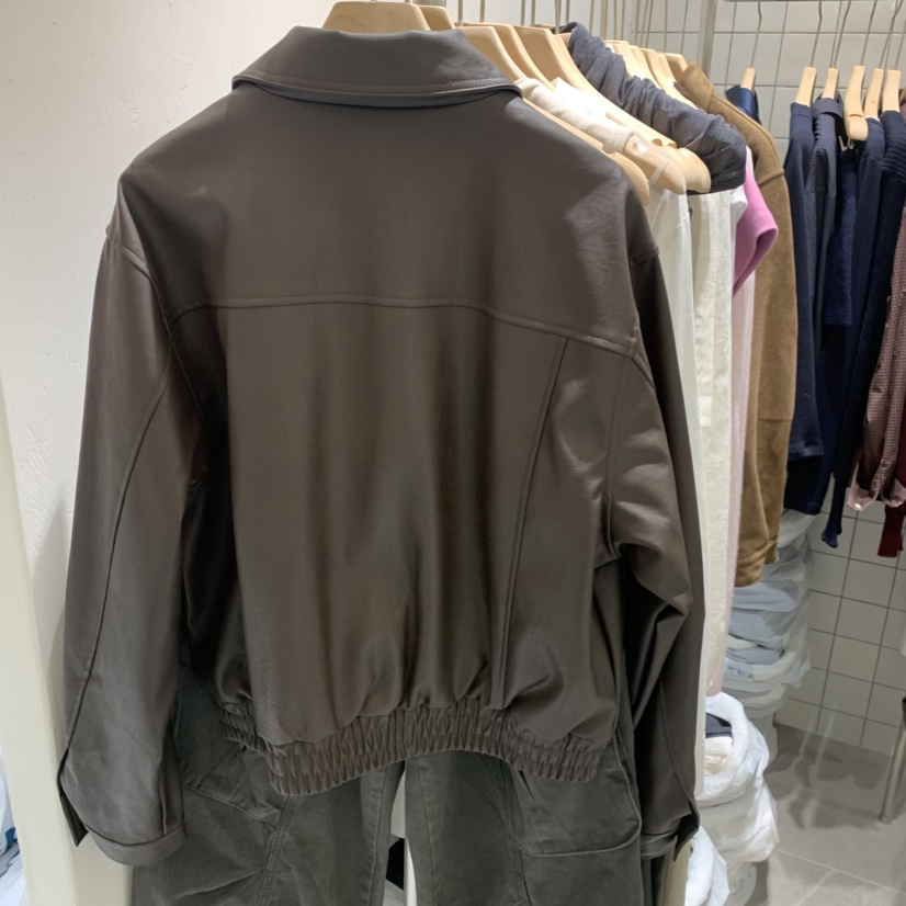 WELL ROW韓國代購女士新品熱賣推薦休閑真品皮衣皮革短款WELL ROW皮衣