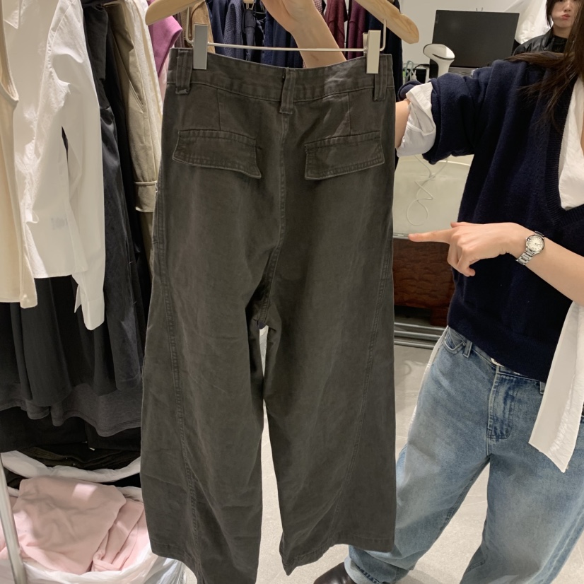 WELL ROW東大門實拍女士新品人氣休閑褲工裝牛仔布不含腰帶水洗WELL ROW休閑褲
