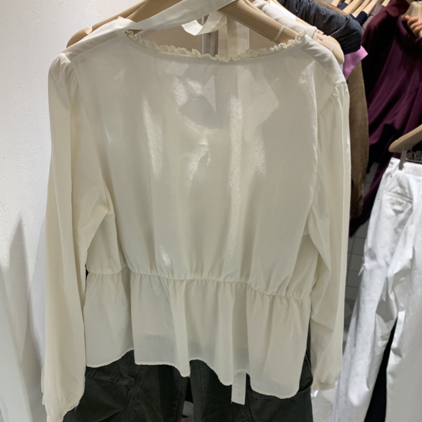 WELL ROW韓國代購女士新款推薦休閑人氣襯衫蕾絲衫含脖帶WELL ROW襯衫/蕾絲衫